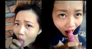Em người yêu bú cậu bé ở vườn sau nhà
